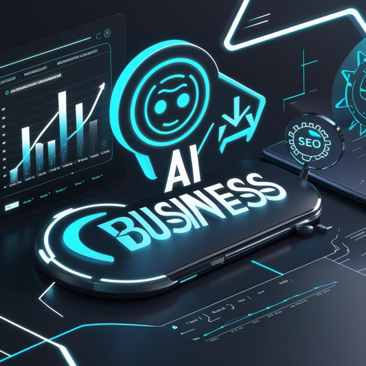Luxuriös och professionell bild för AI Business: Effektiv Automatisering med AI-Agent, Digital Analys och SEO-Optimering, som framhäver den framtidsinriktade tekniken och intelligenta lösningar.
