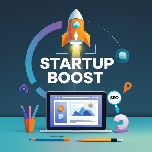 Design av en modern och lyxig logotyp för StartUp Boost: Komplett Digitalt Startpaket För Småföretag – Logotyp, Hemsida, SEO & Google Listing.